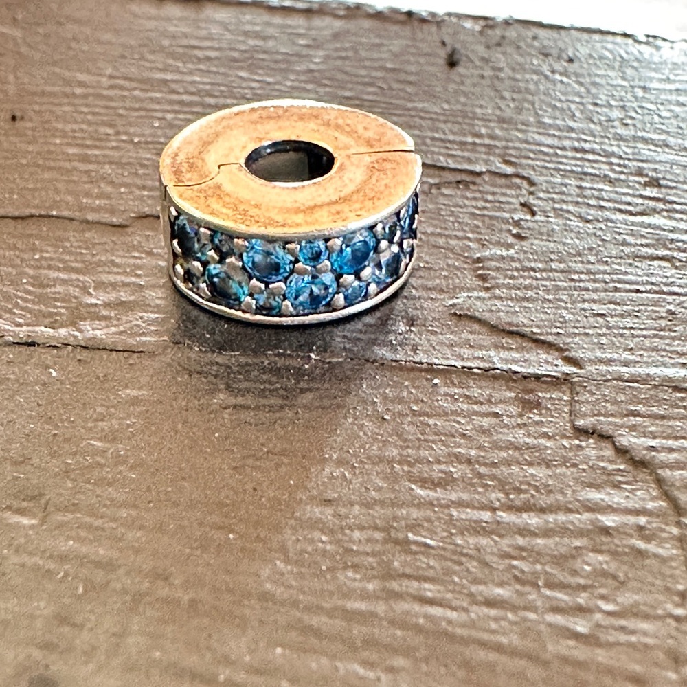 Pandora teal blue clip spacer charm